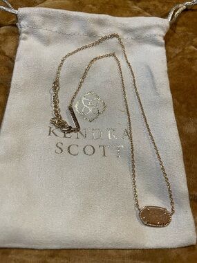 Kendra Scott Elisa Rose Gold Druzy Elisa Pendant Necklace